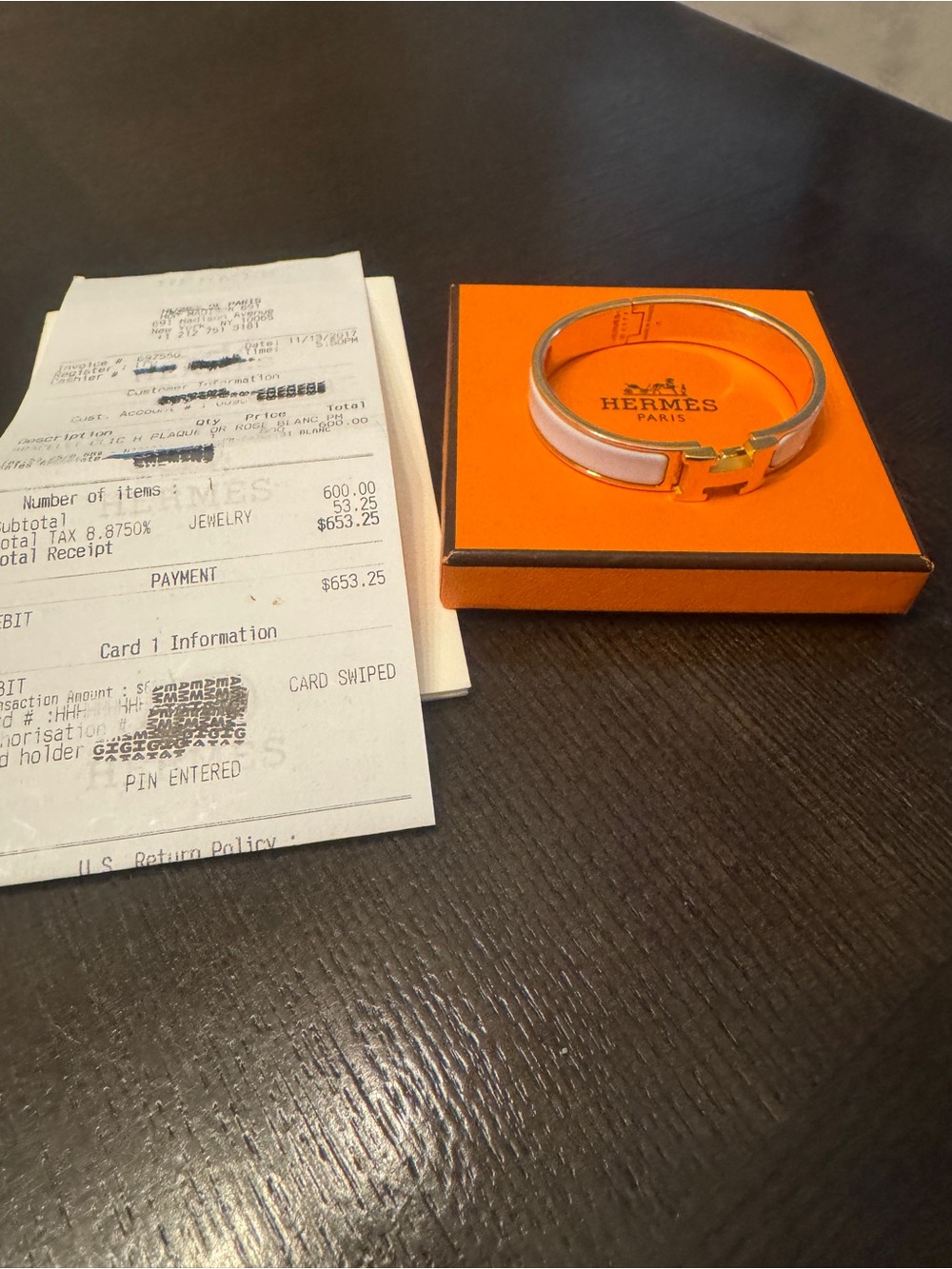 Authentic Hermès Clic H Enamel PM Bracelet in White and Yellow Gold with Receipt - Picture 14 of 14